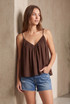 Crinkle Pleat Wired Neck Cami Top