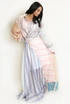 Stripes Patchwork Puff Sleeves Dress