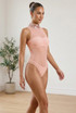 Sleeveless Mesh Bodysuit With Sequin Collar 