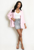 Ruched Sleeves Open Blazer