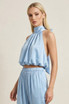 Satin Balloon Hem Cropped Blouse