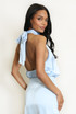 Satin Balloon Hem Cropped Blouse