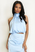 Satin Balloon Hem Cropped Blouse