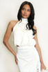 Satin Balloon Hem Cropped Blouse