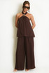 Buckle Halter Top And Trouser Set