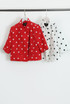 Polka Dot Short Sleeve Wrap Over Blazer 