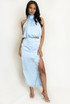 Satin Side Slit Maxi Skirt