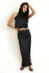 Satin Side Slit Maxi Skirt