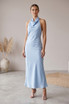 Satin Cowl Neck Midi Dress 