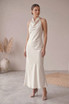 Satin Cowl Neck Midi Dress 