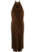 Satin Cowl Neck Midi Dress 