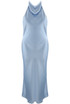 Satin Cowl Neck Midi Dress 