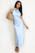 Satin Cowl Neck Midi Dress 