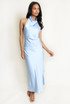 Satin Cowl Neck Midi Dress 