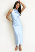 Satin Cowl Neck Midi Dress 