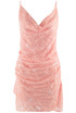 Cowl Neck Floral Beaded Mini Dress