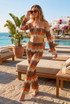 Zig Zag Crochet Knit Crop Top and Trouser Set