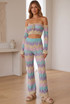 Zig Zag Crochet Knit Crop Top and Trouser Set