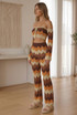 Zig Zag Crochet Knit Crop Top and Trouser Set
