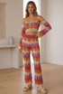 Zig Zag Crochet Knit Crop Top and Trouser Set