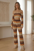 Zig Zag Crochet Knit Crop Top and Trouser Set