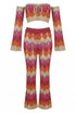 Zig Zag Crochet Knit Crop Top and Trouser Set