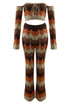 Zig Zag Crochet Knit Crop Top and Trouser Set
