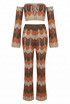 Zig Zag Crochet Knit Crop Top and Trouser Set