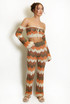 Zig Zag Crochet Knit Crop Top and Trouser Set
