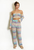 Zig Zag Crochet Knit Crop Top and Trouser Set