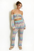 Zig Zag Crochet Knit Crop Top and Trouser Set