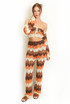 Zig Zag Crochet Knit Crop Top and Trouser Set