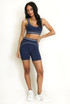 Contrast Piping Sports Bra And Shorts Set - New Ratio