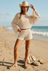 Sheer Lace Oversized Long Sleeve Top And Shorts Set
