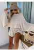 Sheer Lace Oversized Long Sleeve Top And Shorts Set