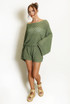 Sheer Lace Oversized Long Sleeve Top And Shorts Set