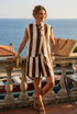 Striped Asymmetric Waistcoat and Shorts Set
