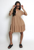Basic V Neck Smock Dress
