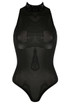 Sleeveless Mesh Bodysuit With Velvet Sequin Collar 