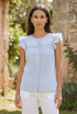 Cotton Frill Cap Sleeve Blouse 