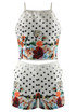 Attentif Polka Dot Floral Crop Top And Shorts Set 