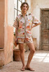 Moroccan Print Blouse and Shorts Set