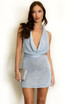 Lurex Cowl Neck Mini Dress