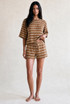 Striped Textured T-Shirt and Casual Shorts