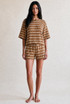 Striped Textured T-Shirt and Casual Shorts