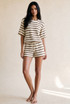 Striped Textured T-Shirt and Casual Shorts