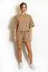 Striped Textured T-Shirt and Casual Shorts