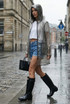 Sheer Printed Hooded Raincoat