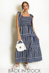 Striped Shirred Maxi Dress