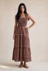 Striped Shirred Maxi Dress